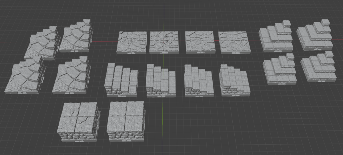 28mm Modular Lost Dungeon Floor Tiles & Stairs – 36-Piece Bulk Pack + 12 Stairs + 2 Risers - Northern Foundry