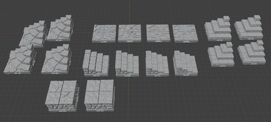 28mm Modular Lost Dungeon Floor Tiles & Stairs – 36-Piece Bulk Pack + 12 Stairs + 2 Risers - Northern Foundry