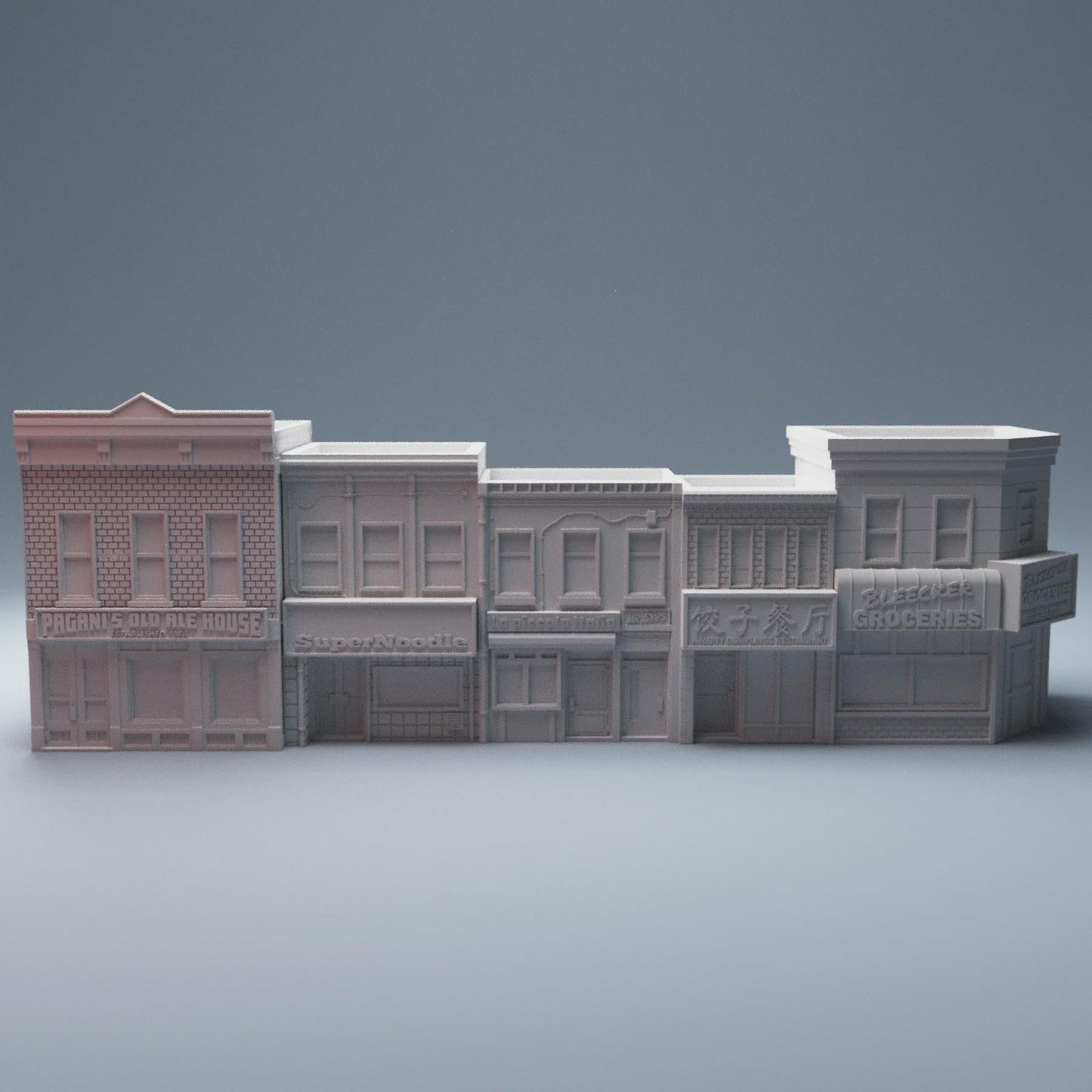 40mm Heroic City Block Terrain – 5 Buildings + 19 Scatter - Northern Foundry