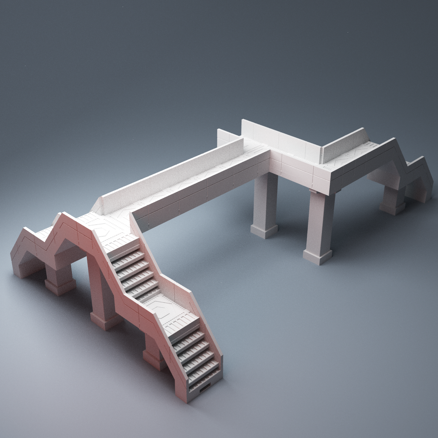 Modular stair and walkway system cyberpunk terrain