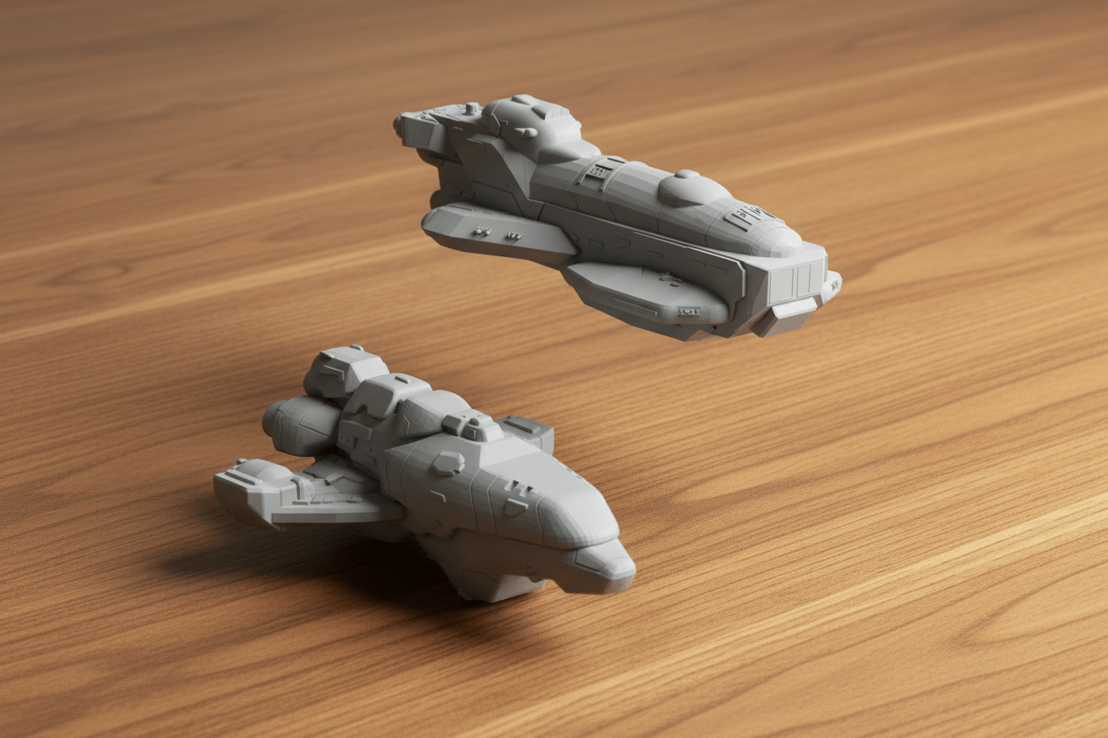 Civilian Merchant Convoy — 18-Ship Space Fleet — Freighters, Science Vessel & Escorts — Sci-Fi Objective Markers & Scenery