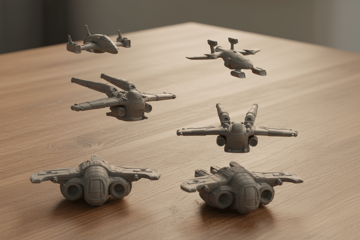 Civilian Merchant Convoy — 18-Ship Space Fleet — Freighters, Science Vessel & Escorts — Sci-Fi Objective Markers & Scenery