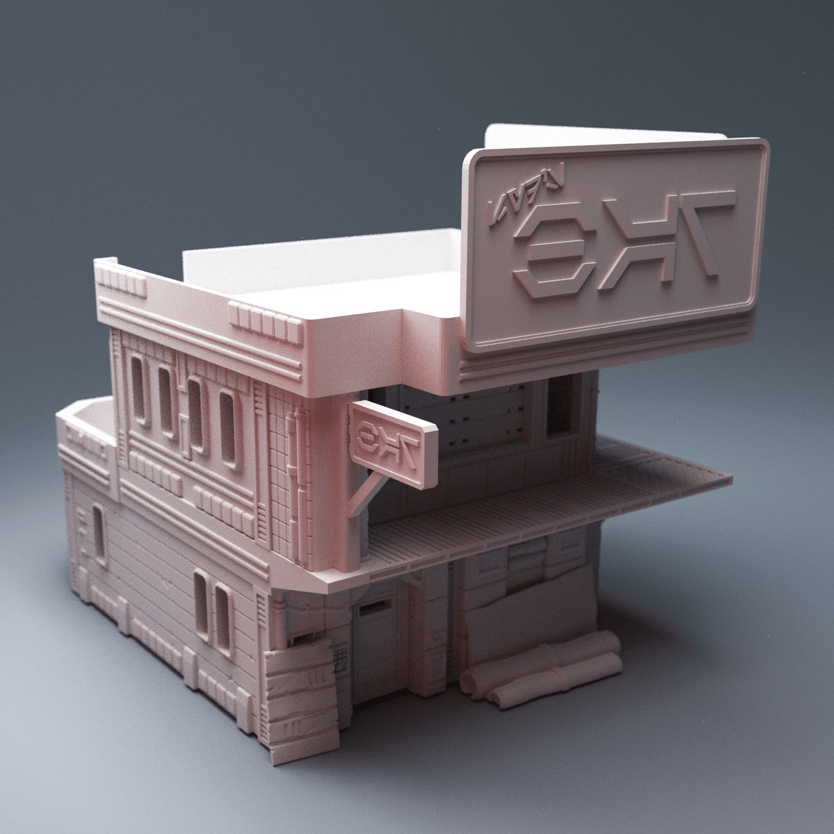 Cyberpunk Eateries Bundle – Locust Eatery + Parlor Bar (2 Buildings, 28mm/40mm) - Northern Foundry