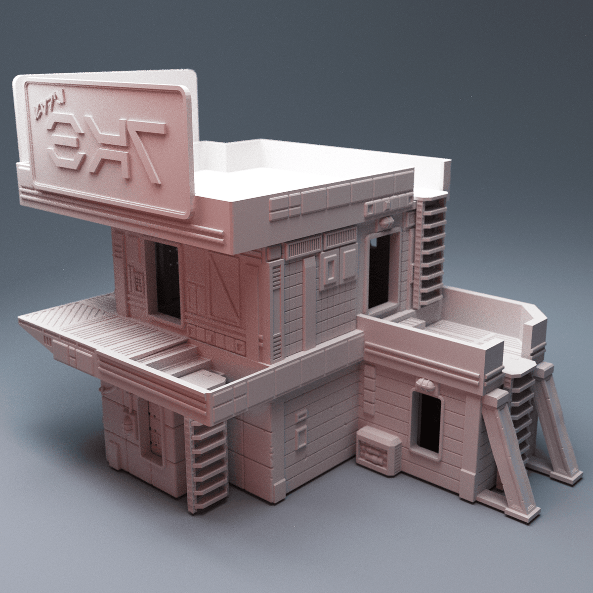 Cyberpunk Eateries Bundle – Locust Eatery + Parlor Bar (2 Buildings, 28mm/40mm) - Northern Foundry