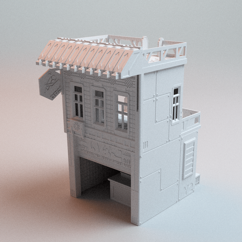 Cyberpunk Eateries Bundle – Locust Eatery + Parlor Bar (2 Buildings, 28mm/40mm) - Northern Foundry