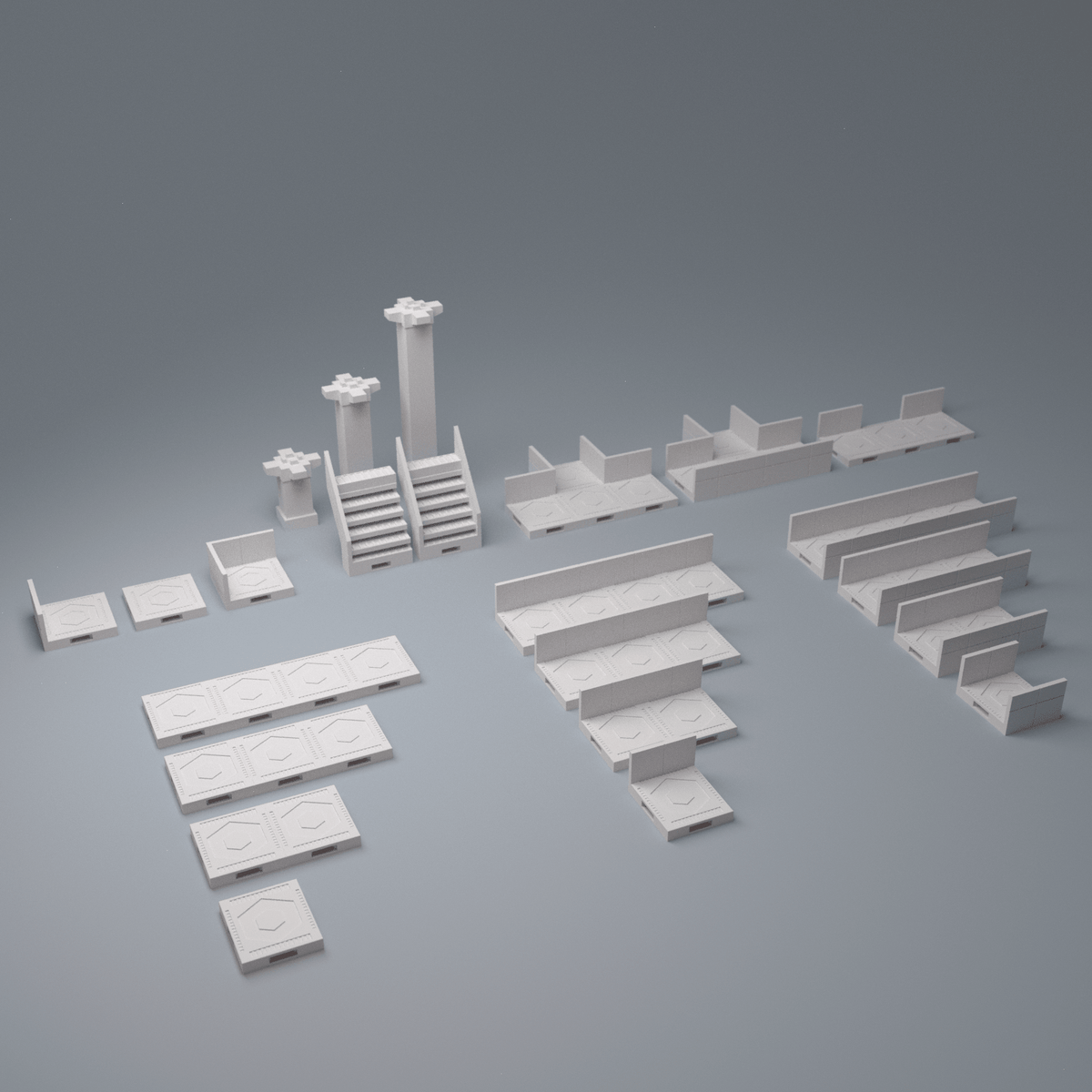 Cyberpunk Elevated Transit Bundle – Trainline + Modular Stairs & Walkways (28mm/40mm) - Northern Foundry