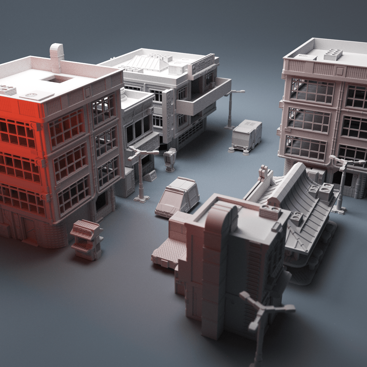Cyberpunk Essentials Bundle – 28mm Sci-Fi City Terrain & Vehicles - Northern Foundry