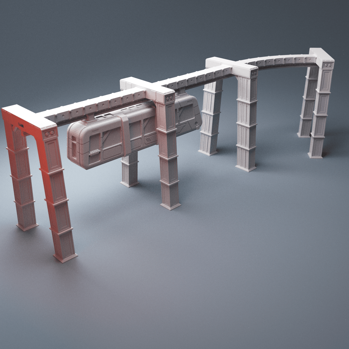 Cyberpunk Suspended Monorail – 28mm/40mm Sci-Fi Terrain, Modular OpenLOCK Track - Northern Foundry