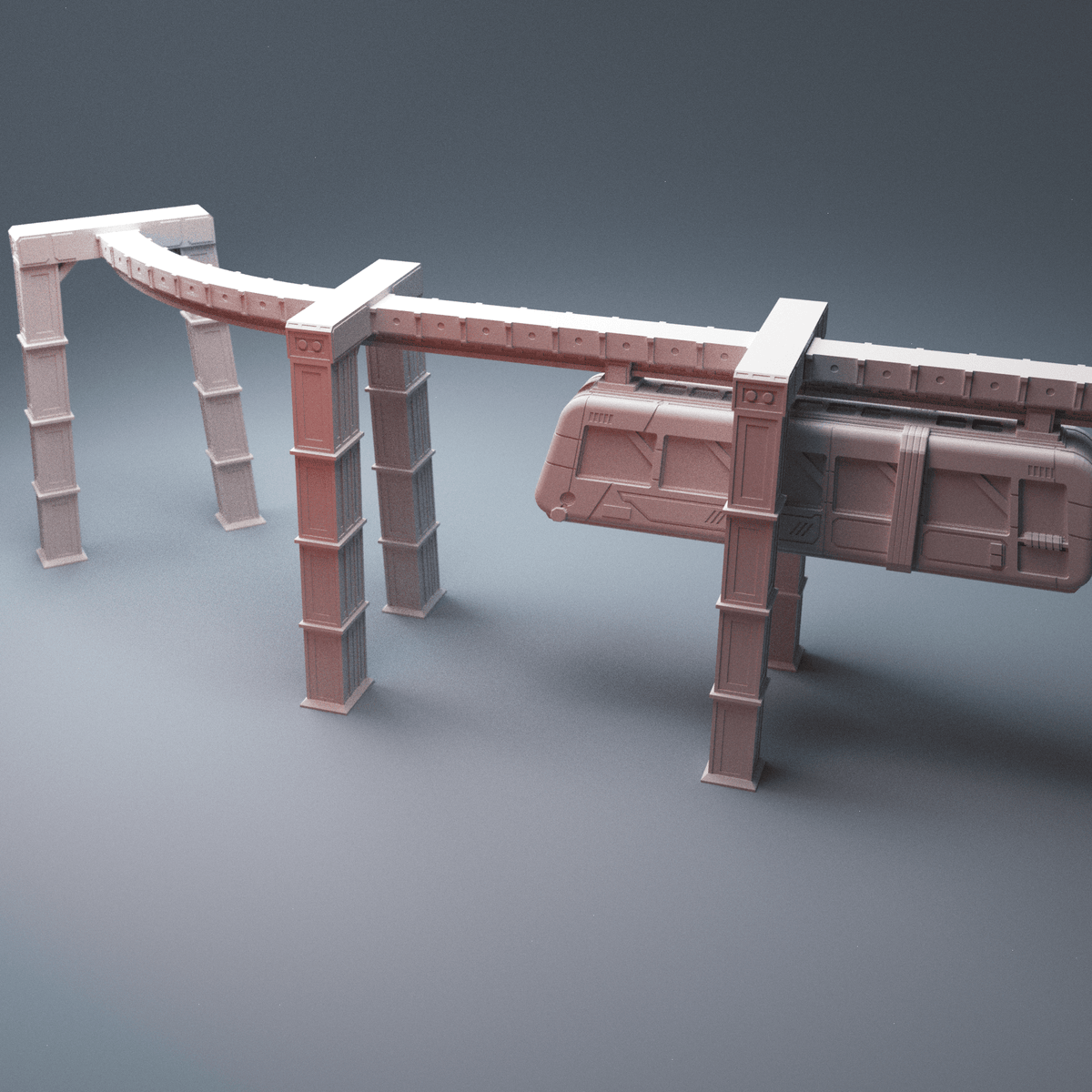 Cyberpunk Suspended Monorail – 28mm/40mm Sci-Fi Terrain, Modular OpenLOCK Track - Northern Foundry