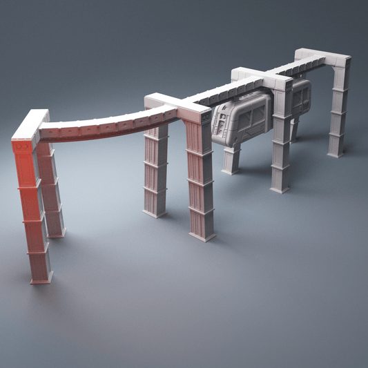 Cyberpunk Suspended Monorail – 28mm/40mm Sci-Fi Terrain, Modular OpenLOCK Track - Northern Foundry