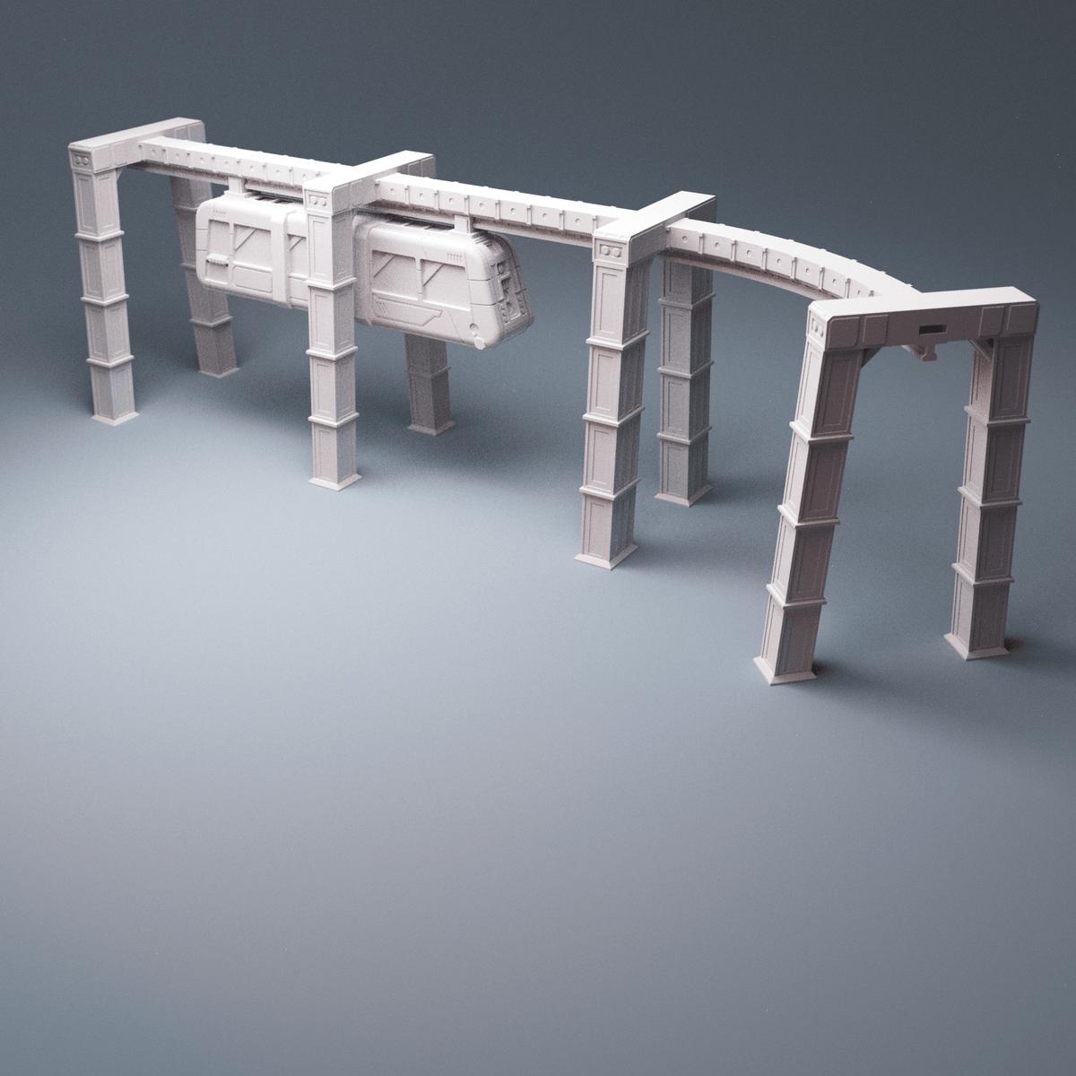 Cyberpunk Suspended Monorail – 28mm/40mm Sci-Fi Terrain, Modular OpenLOCK Track - Northern Foundry