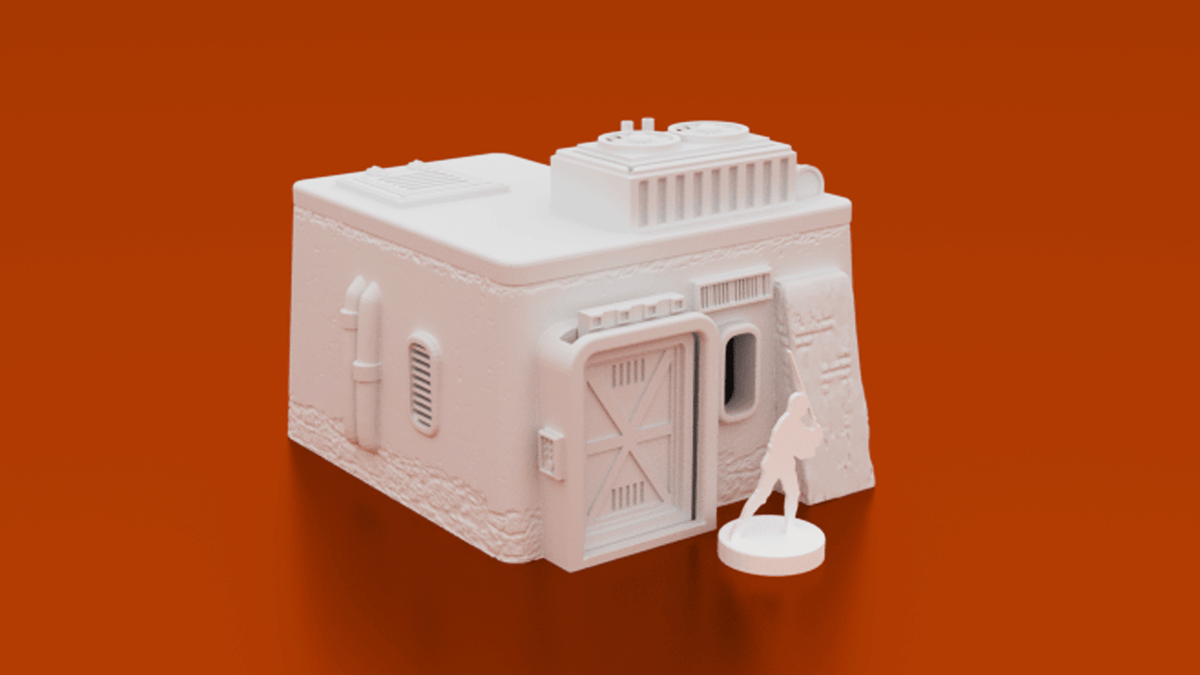 Desert Town Outskirts Bundle – 4 Desert Houses & Market Stall (28mm/32mm/40mm, Star Wars Legion) - Northern Foundry