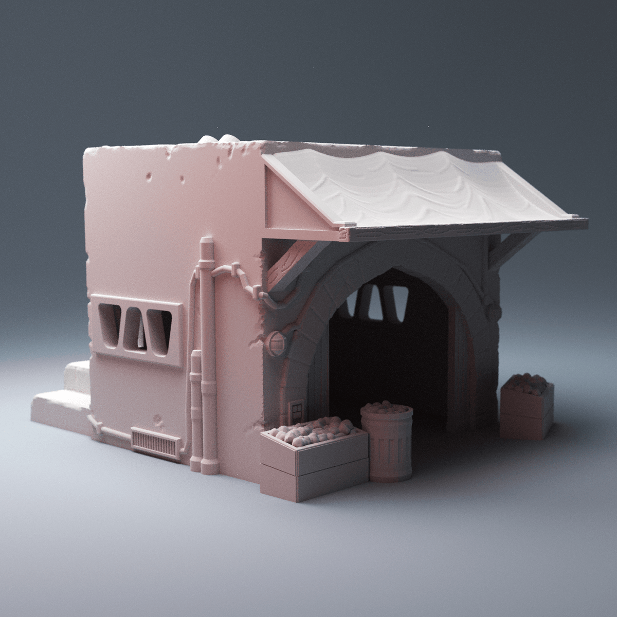 Desert Town Outskirts Bundle – 4 Desert Houses & Market Stall (28mm/32mm/40mm, Star Wars Legion) - Northern Foundry