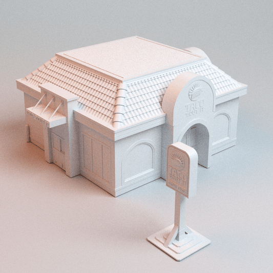 Downtown Dining &amp; Nightlife — 6-Building Urban Restaurant &amp; Bar Terrain Set (28mm/32mm/40mm) - Northern Foundry
