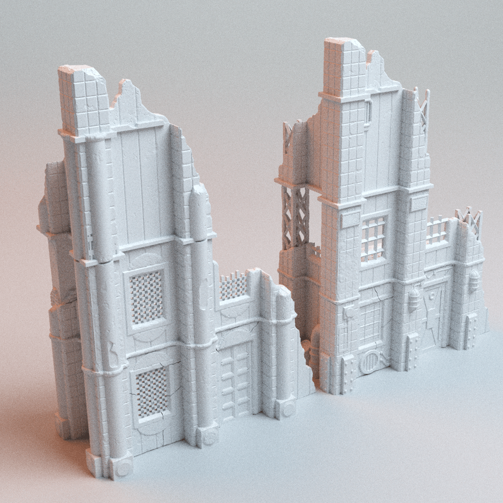 Grimdark Gothic Ruins Bundle – Tertius A & B Ruins, Omni Persistent Ruins & Ruined Wall (28mm/32mm/40mm) - Northern Foundry