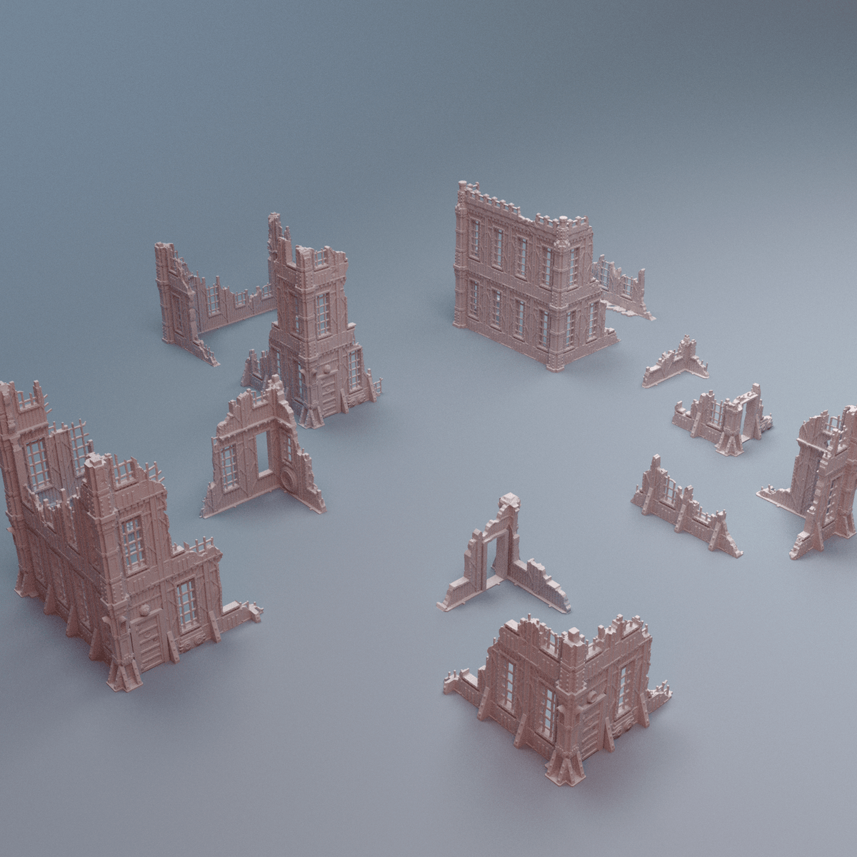 Grimdark Gothic Ruins Bundle – Tertius A & B Ruins, Omni Persistent Ruins & Ruined Wall (28mm/32mm/40mm) - Northern Foundry