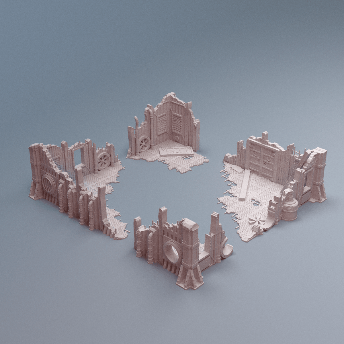 Grimdark Gothic Ruins Bundle – Tertius A & B Ruins, Omni Persistent Ruins & Ruined Wall (28mm/32mm/40mm) - Northern Foundry