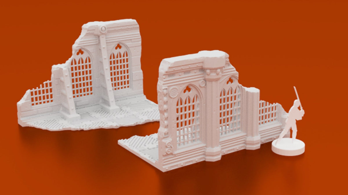 Grimdark Gothic Ruins Bundle – Tertius A & B Ruins, Omni Persistent Ruins & Ruined Wall (28mm/32mm/40mm) - Northern Foundry
