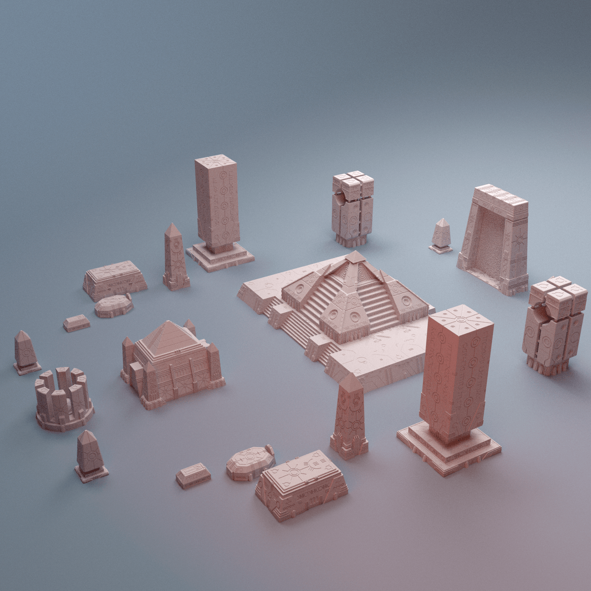 Grimdark NekroWorld Terrain Bundle – 13 Sci-Fi Tomb World Pieces (28mm/40mm) - Northern Foundry