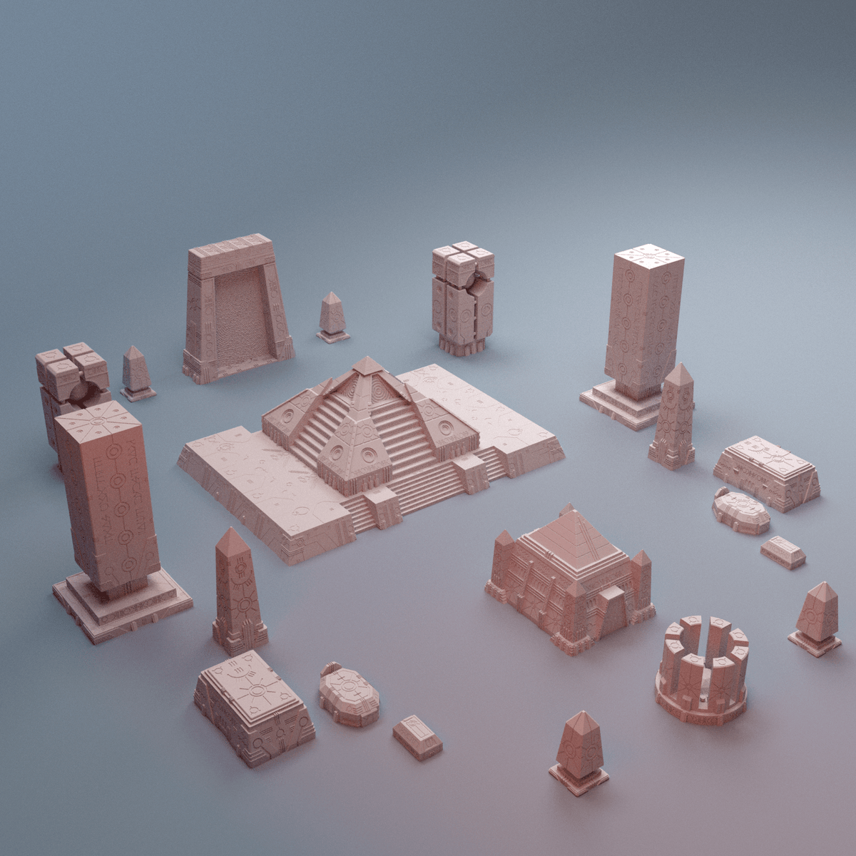 Grimdark NekroWorld Terrain Bundle – 13 Sci-Fi Tomb World Pieces (28mm/40mm) - Northern Foundry