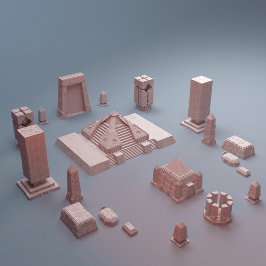 Grimdark NekroWorld Terrain Bundle – 13 Sci-Fi Tomb World Pieces (28mm/40mm) - Northern Foundry
