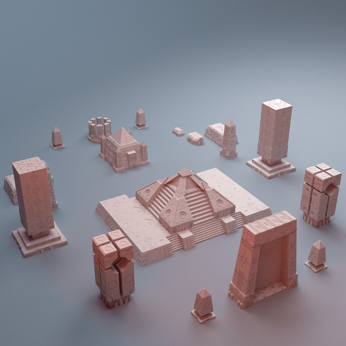 Grimdark NekroWorld Terrain Bundle – 13 Sci-Fi Tomb World Pieces (28mm/40mm) - Northern Foundry