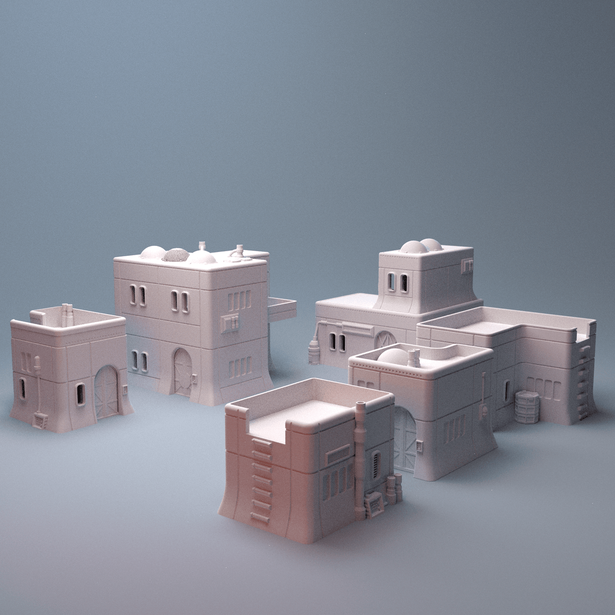 Haarapan Plains Grassland Settlement – 6 Buildings, Rocky Scatter & Alien Plants (28mm/32mm/40mm, Star Wars Legion) - Northern Foundry