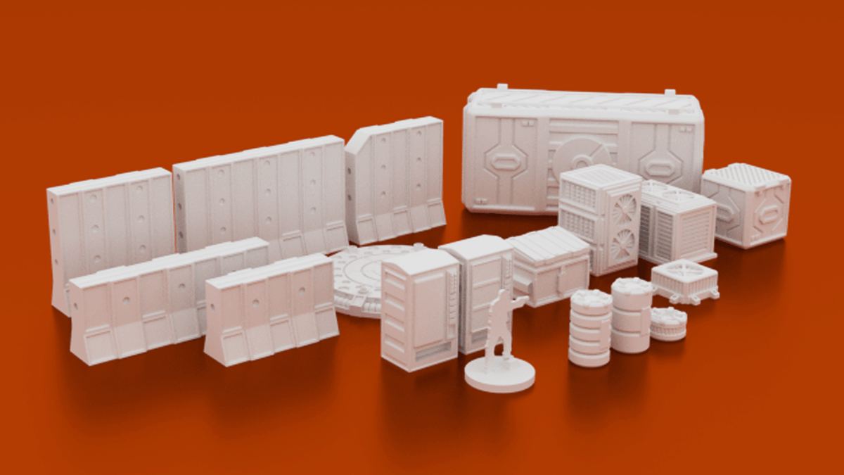 Halcyon Terminal Sci-Fi Urban Set – Colony Mining Town, Objective Room, Junk &amp; Scatter (28mm) - Northern Foundry