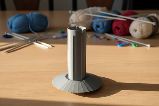 Jumbo Yarn Winder Upgrade Kit — Extended Spindle & Stabilizer Base — Converts Standard Manual Winder for Large Cakes (150g+)