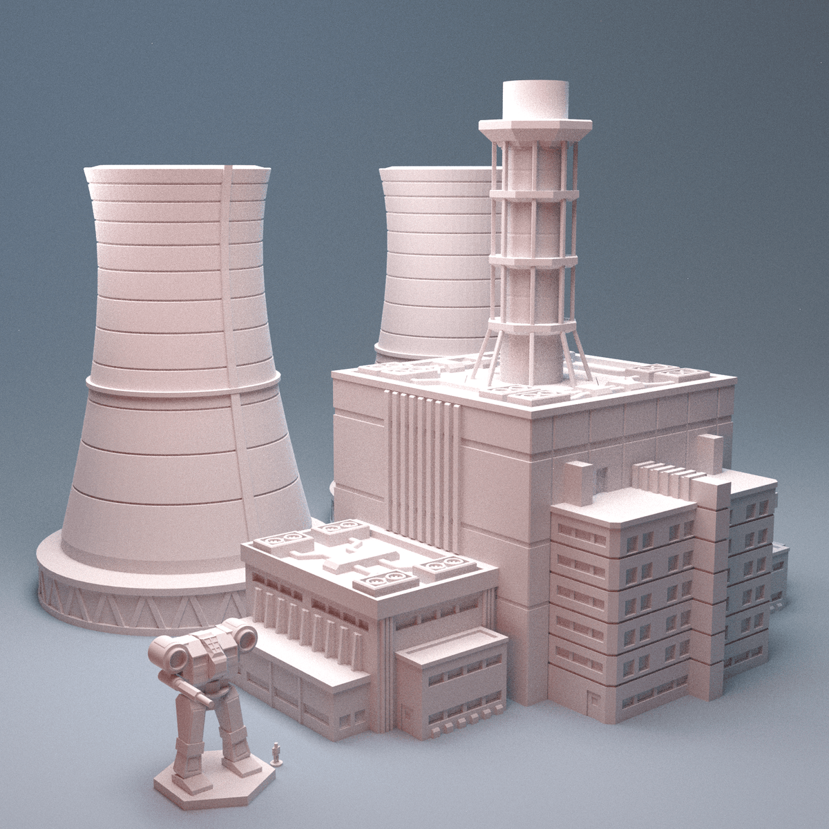 Mecha City Industrial Quarter – 6mm Sci-Fi Factory, Power Plant, Airbase &amp; Hangars Bundle - Northern Foundry