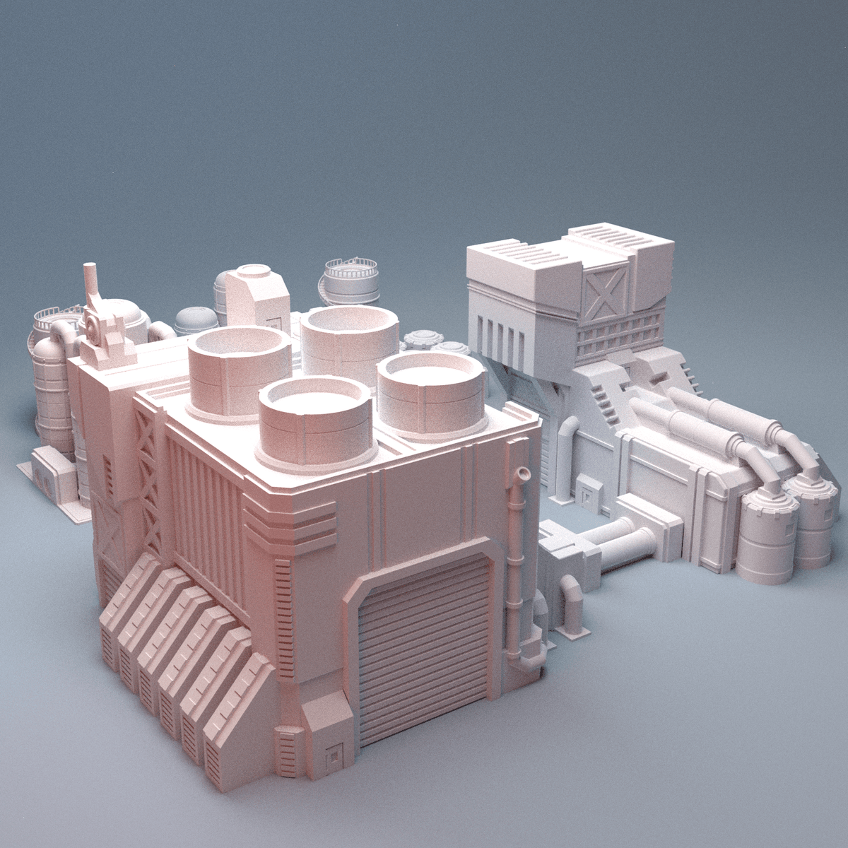 Mecha City Industrial Quarter – 6mm Sci-Fi Factory, Power Plant, Airbase &amp; Hangars Bundle - Northern Foundry