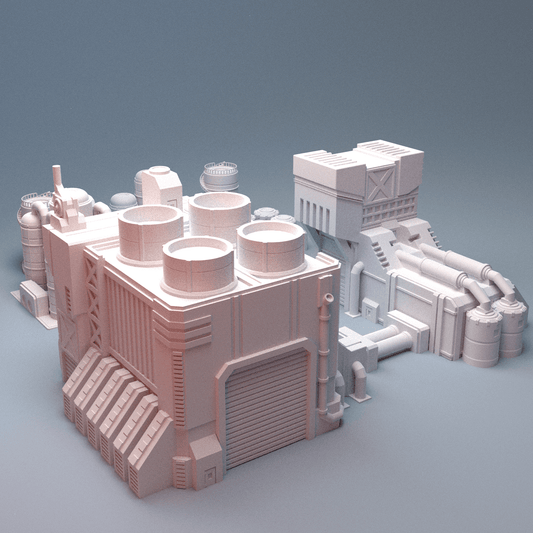Mecha City Industrial Quarter – 6mm Sci-Fi Factory, Power Plant, Airbase &amp; Hangars Bundle - Northern Foundry