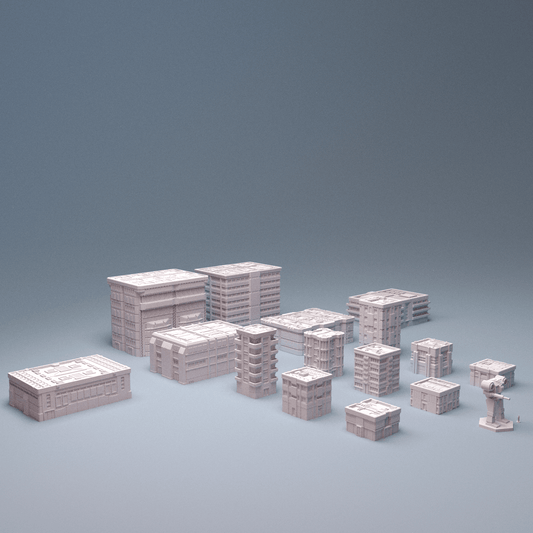 Mecha City Metropolis Skyline – 25 Building 6mm Sci-Fi Cityscape Bundle - Northern Foundry