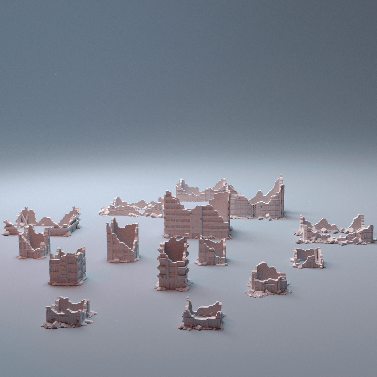 Mecha City Ruins & Streets Expansion – Wantrell Streets, Destroyed Buildings, Hex Bases & Hexplates (6mm) - Northern Foundry