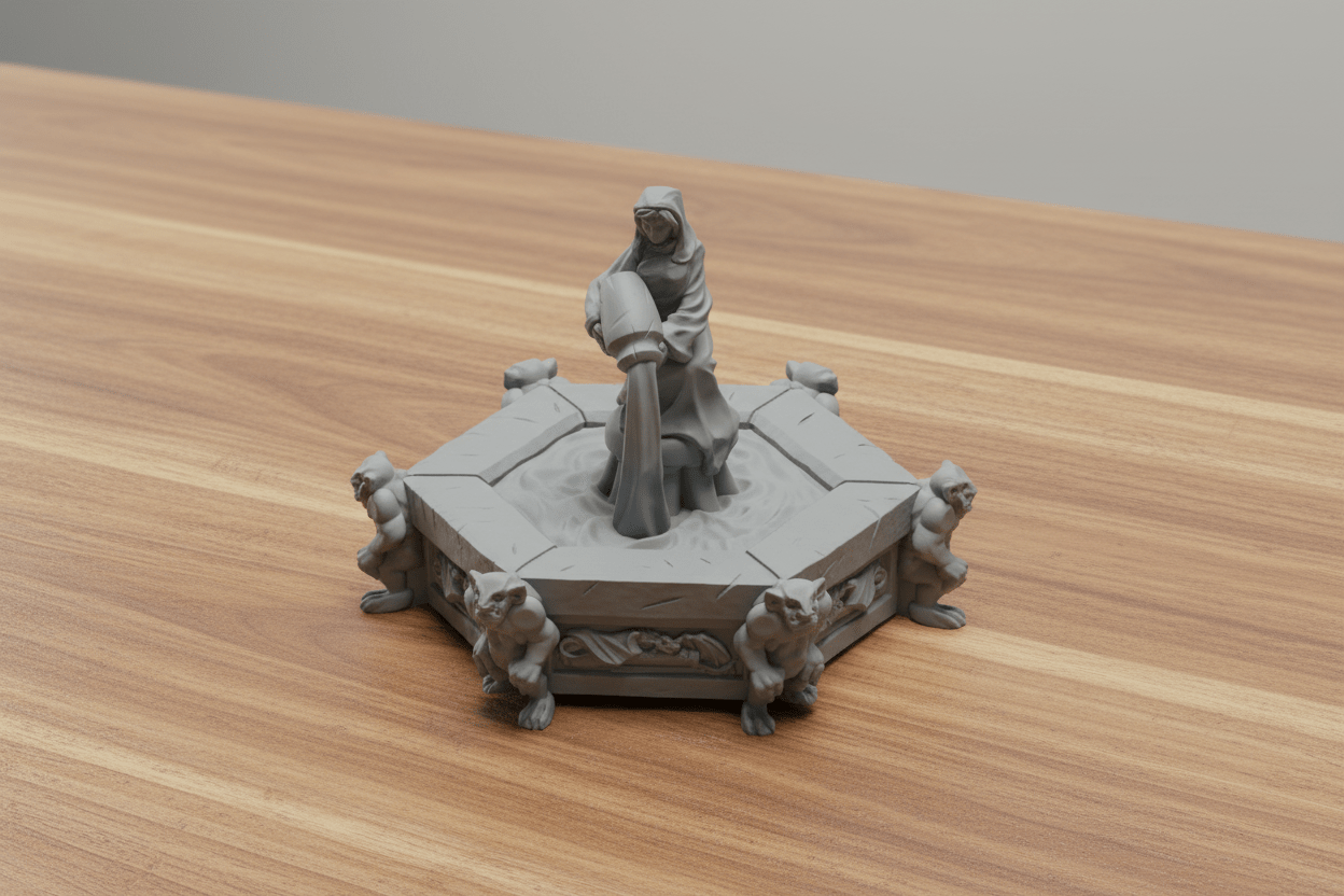 Medieval Market Square Terrain — Merchant Stalls, Fountain & Cart — RPG Village Scatter Scenery — Dragonshire Series