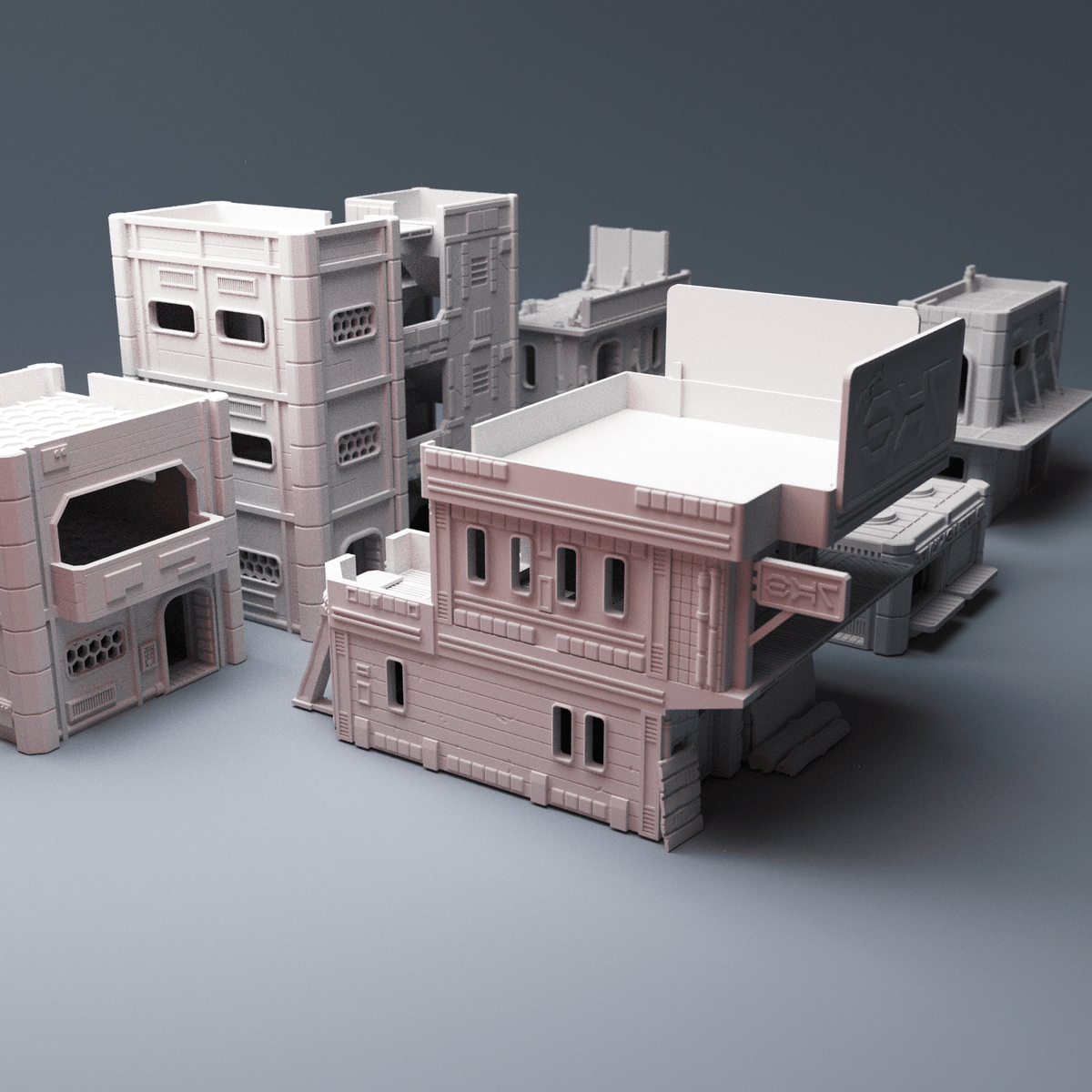MidRim City Complete Terrain Bundle – 13 Sci-Fi Buildings (28mm/34mm, Star Wars Legion) - Northern Foundry