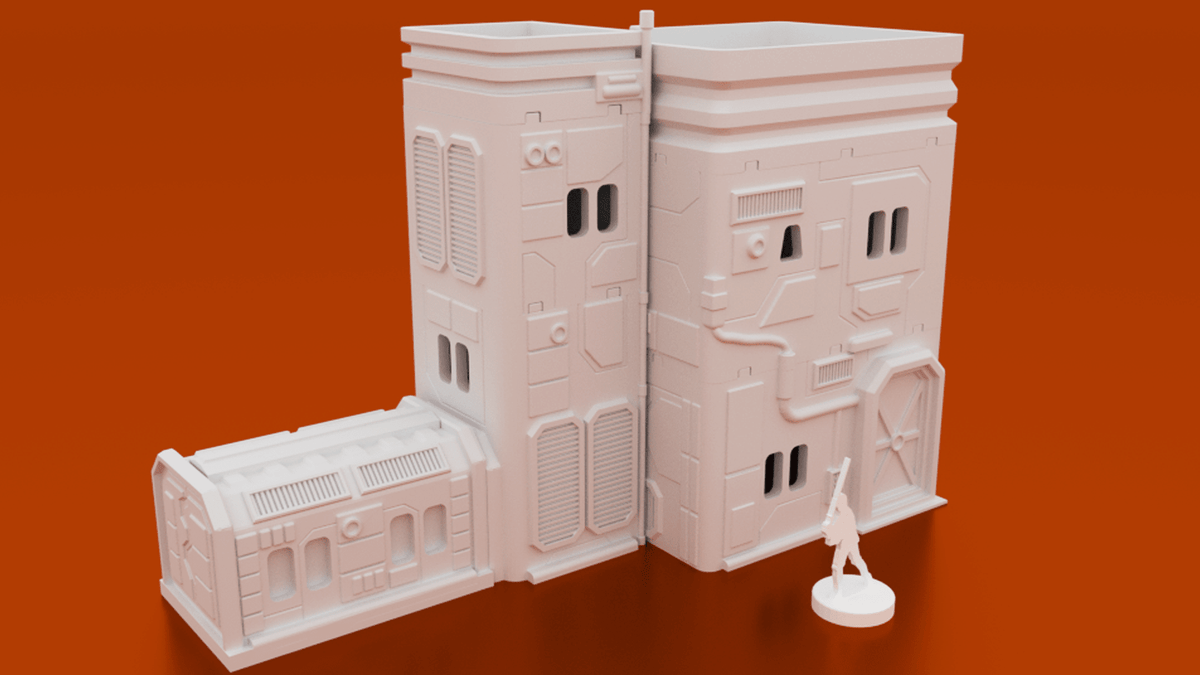 MidRim City Complete Terrain Bundle – 13 Sci-Fi Buildings (28mm/34mm, Star Wars Legion) - Northern Foundry