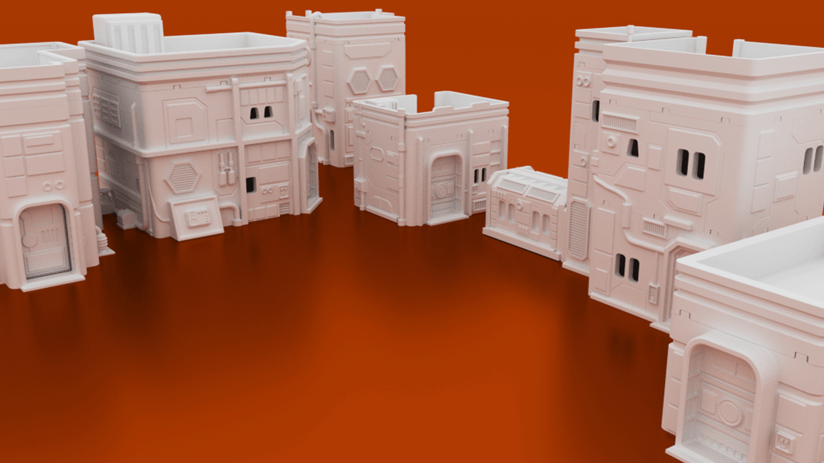 MidRim City Phase 1 Bundle – 7 Sci-Fi Buildings (28mm/34mm, Star Wars Legion) - Northern Foundry