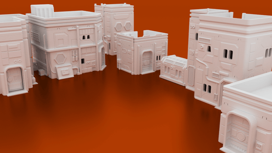 MidRim City Phase 1 Bundle – 7 Sci-Fi Buildings (28mm/34mm, Star Wars Legion) - Northern Foundry