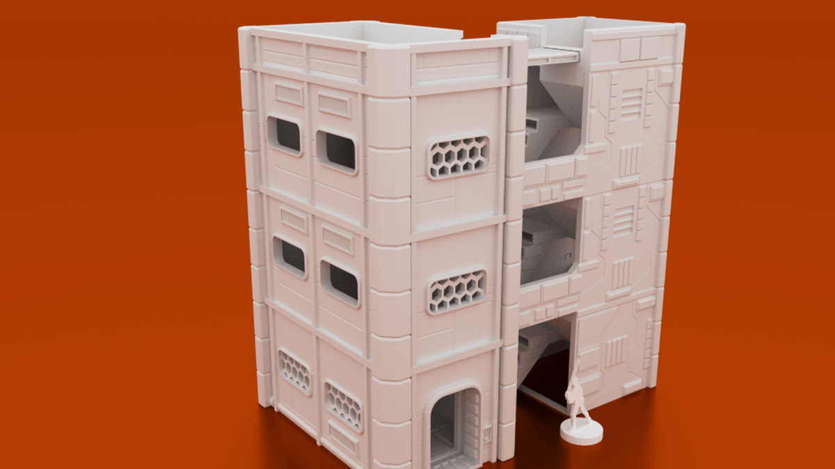 MidRim City Phase 2 Bundle – 6 Sci-Fi Buildings with Interiors (28mm/34mm) - Northern Foundry