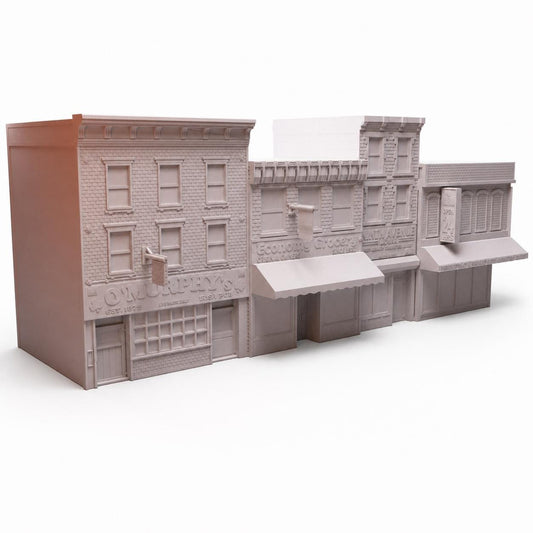 Modern City Block Terrain Set – 4 Hell's Kitchen Storefronts (28mm/32mm/40mm) - Northern Foundry