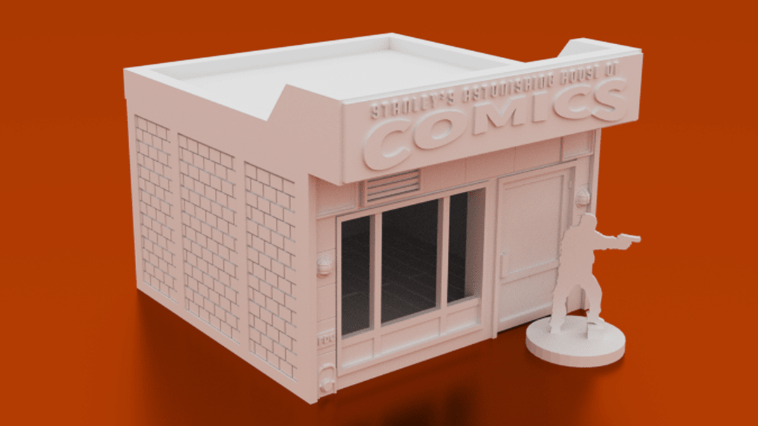 Modern Retail Store Terrain Set – 3 Storefront Buildings (28mm/32mm/40mm) - Northern Foundry
