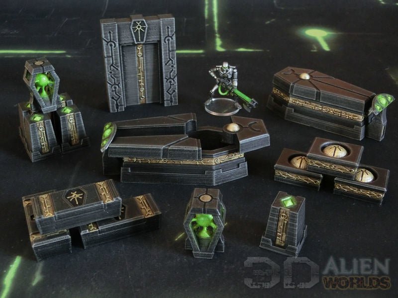 Necrontyr Battlefield Bundle – Hill, Landing Pad & Arena (28mm/32mm/40mm) - Northern Foundry