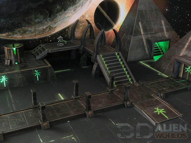 Necrontyr Walls & Defenses Bundle – Alien Fortification Terrain (28mm/32mm/40mm) - Northern Foundry