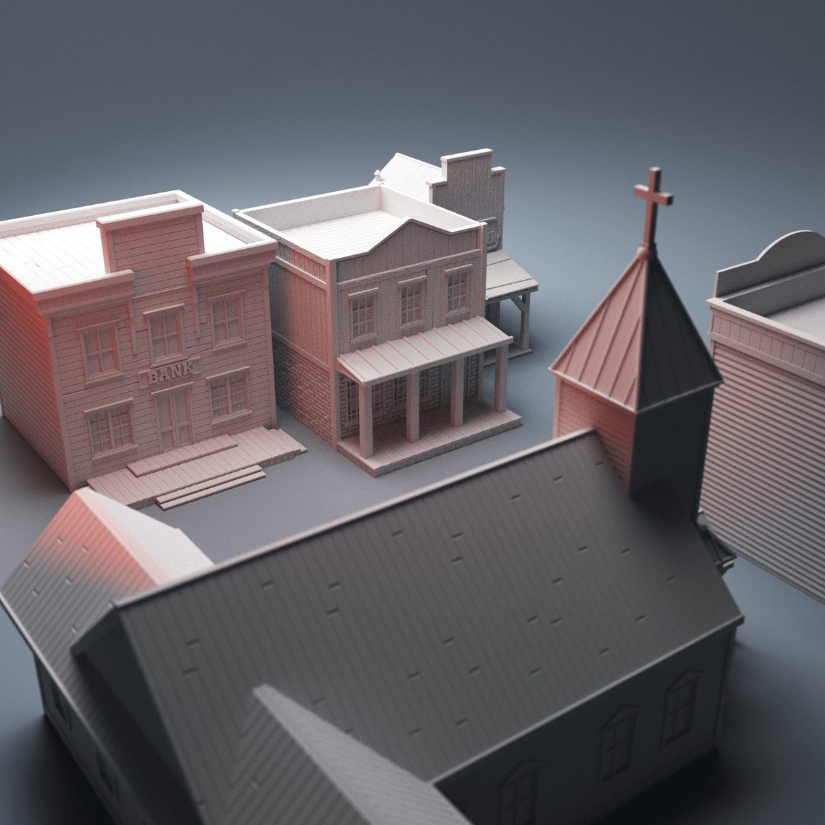 Old West Town Terrain Bundle – 6 Wild West Buildings (28mm, Dead Man's Hand) - Northern Foundry
