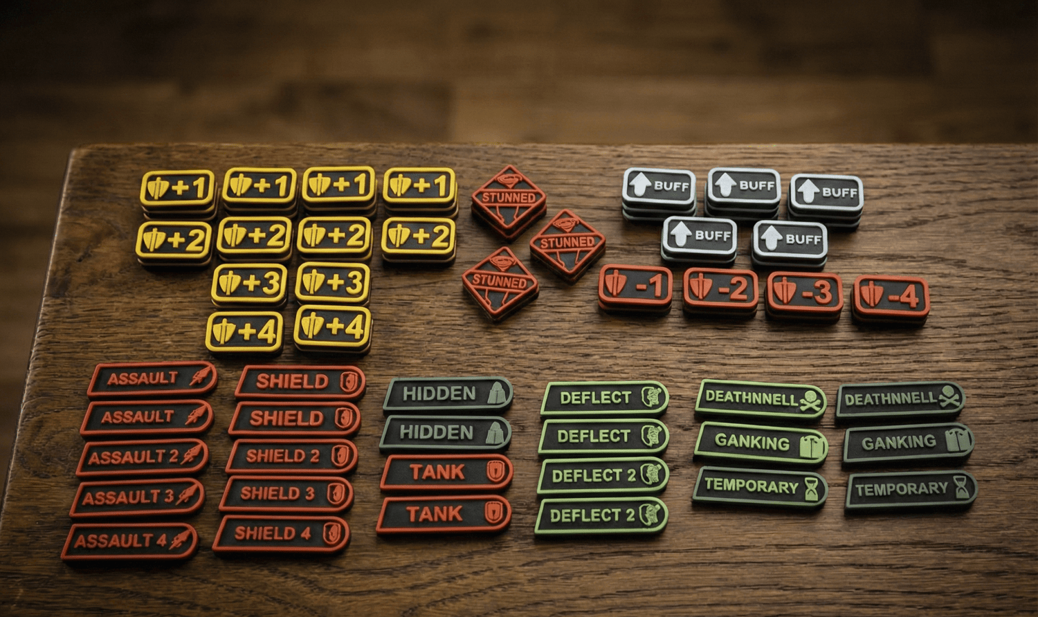RIFTBOUND TCG-Compatible 48 Token Set (Unofficial) — Stun, Buff, Keywords, & Damage Modifiers w/ Case
