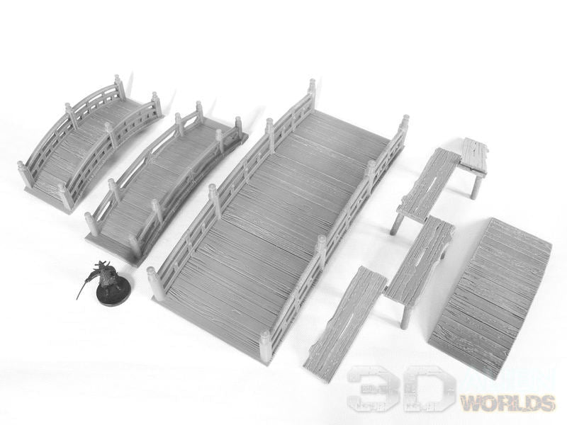 Samurai Bridges Set – 5 Feudal Japan Bridges Terrain (28mm/32mm/40mm) - Northern Foundry