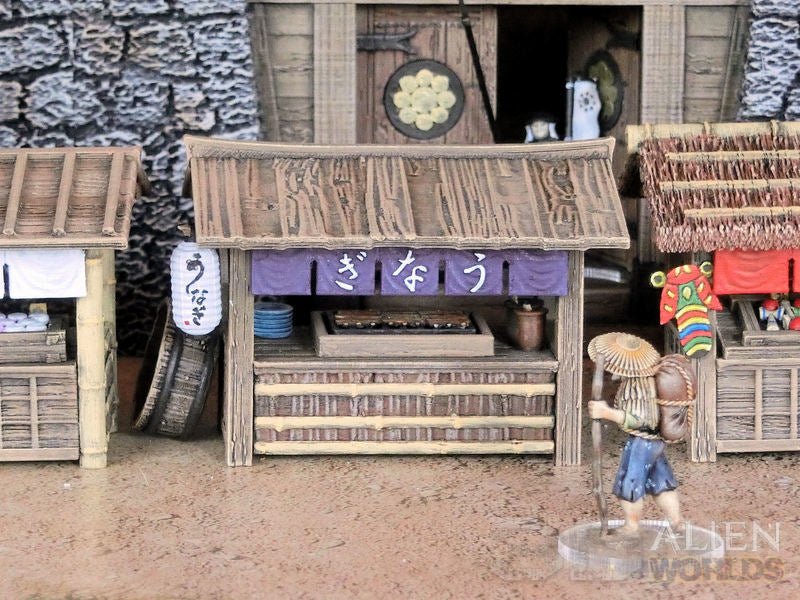 Samurai Market Stalls Set – Feudal Japan Street Market (28mm/32mm/40mm) - Northern Foundry