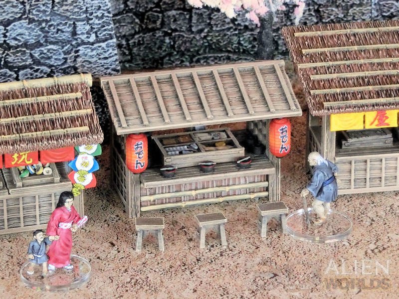 Samurai Market Stalls Set – Feudal Japan Street Market (28mm/32mm/40mm) - Northern Foundry