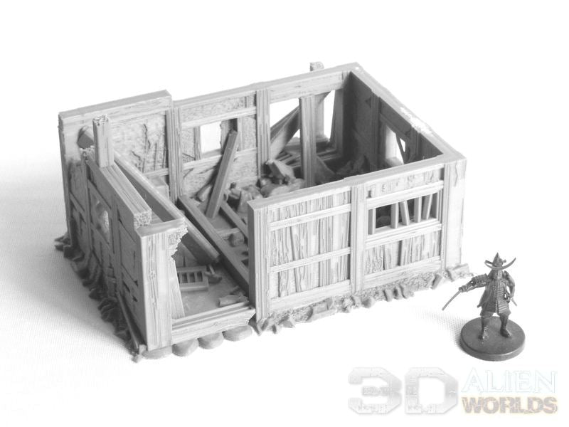 Samurai Ruined Hut – Battlefield Cover Terrain (28mm/32mm/40mm) - Northern Foundry